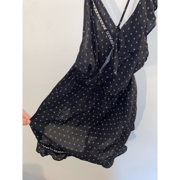 Free people black patterned medium cute ruffled romper - Picture 6 of 11